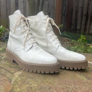 Cream Croc Lug Bootie